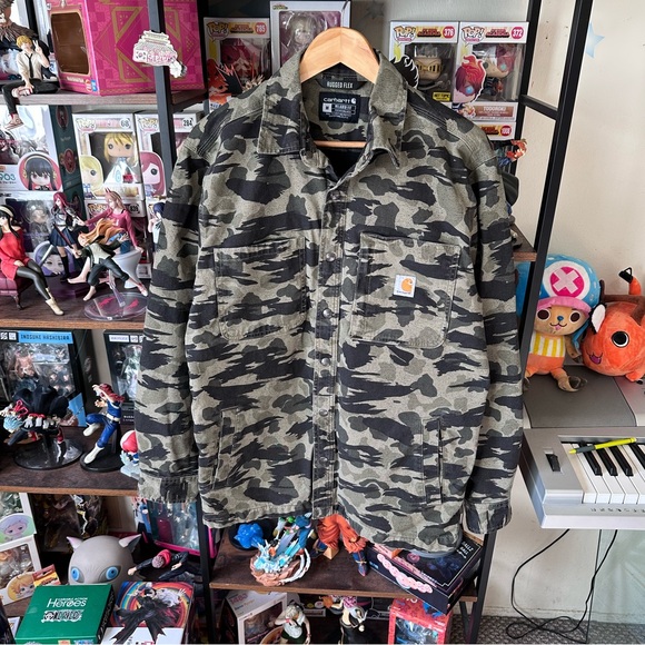 Carhartt Rugged Flex Camo Shirt/Jacket Green Gray Men’s M Relaxed Fit